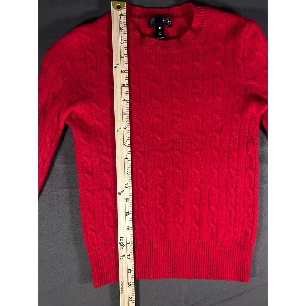 Old Money Christmas Red Cable Knit Cashmere Sweater XS Preppy Quiet Luxury - Picture 3 of 6